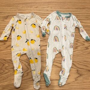 Kyte BABY zippered footie size 3-6mo Lemon and Rainbow
